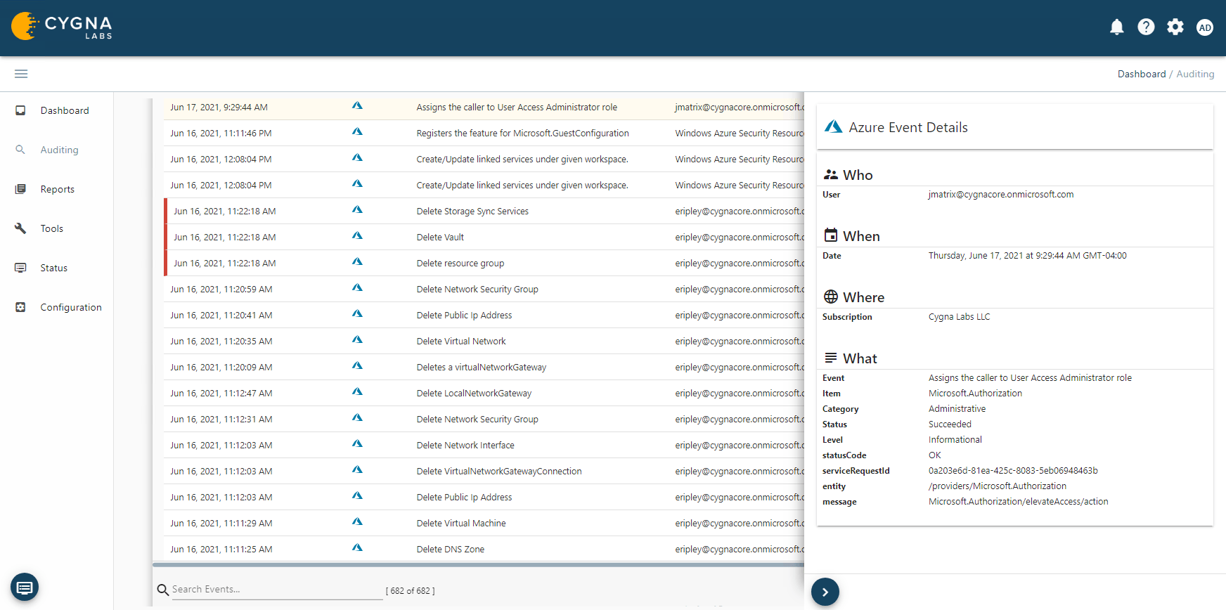 CA-Azur comprehensive-change-auditing