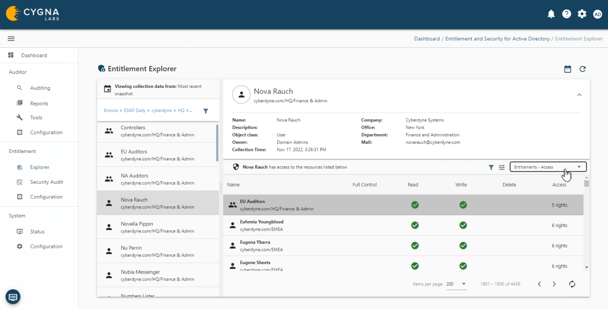 Entitlement Explorer for AD : User and Group Access